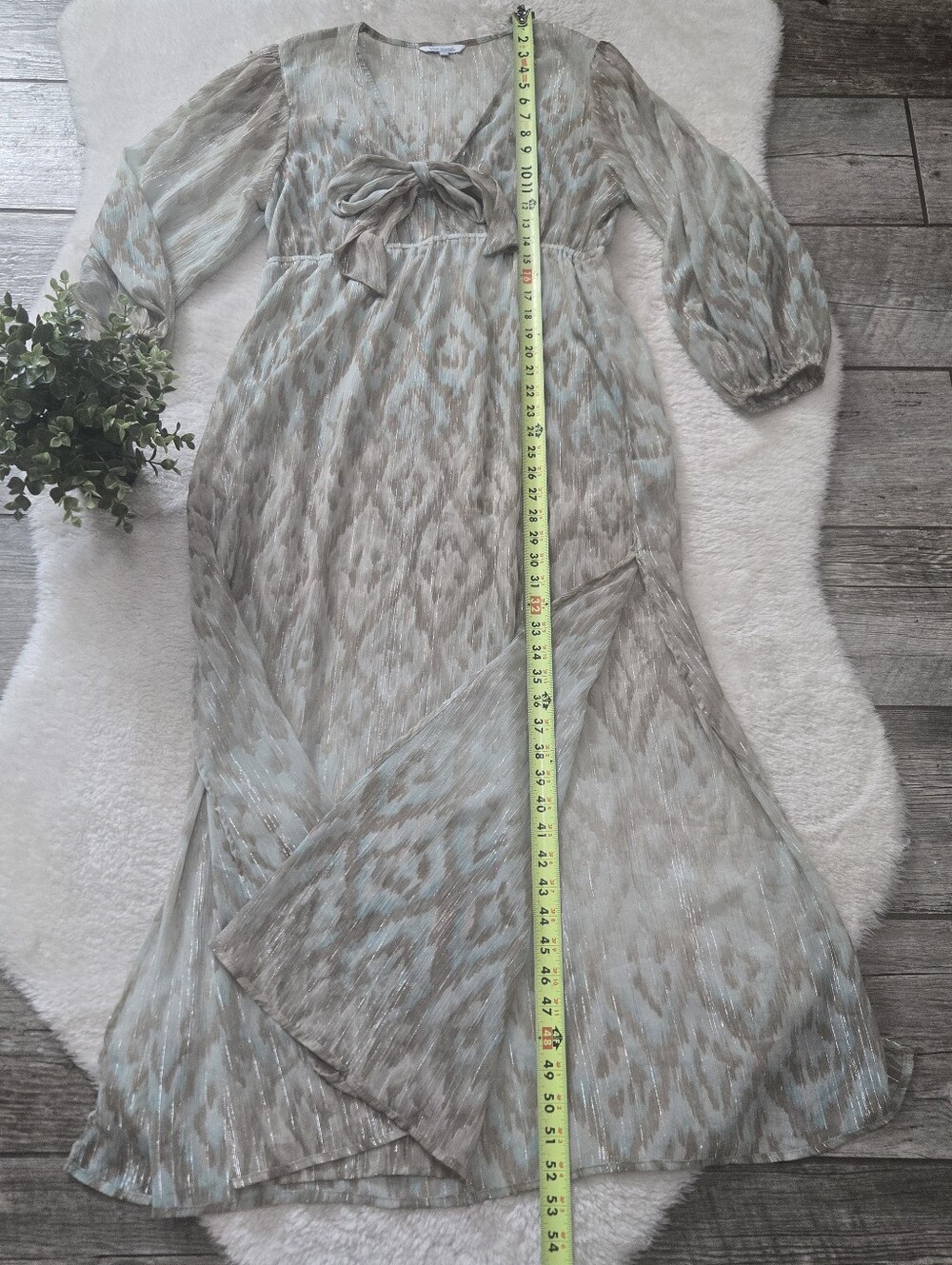 Blue Island Blue Ikat Sheer Resortwear Beach Vacation Maxi-Dress Coverup, L - Picture 4 of 5